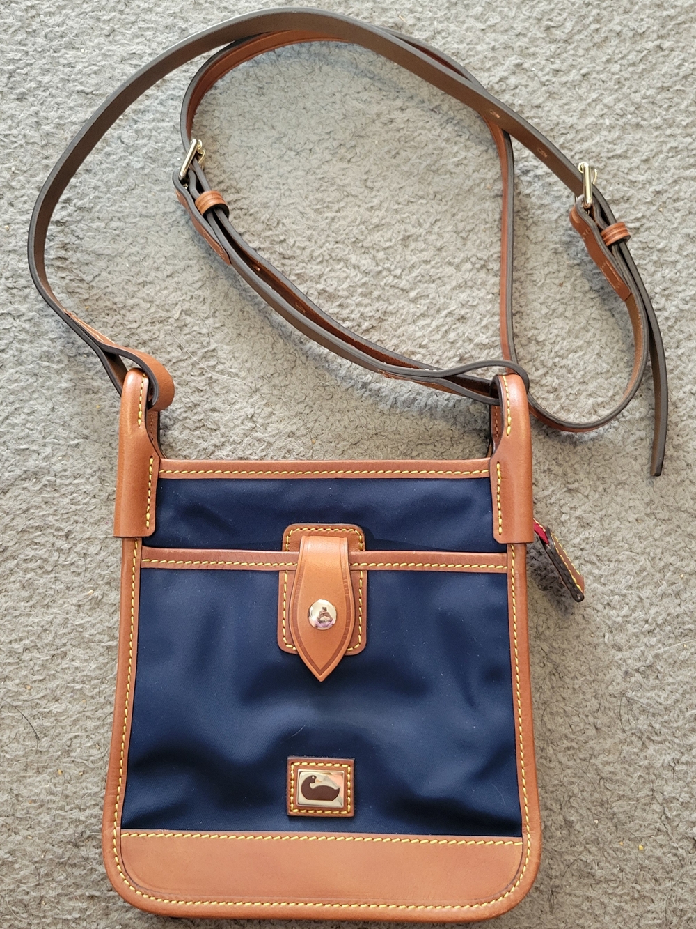Dooney And Burke Navy and Tan Crossbody Bag